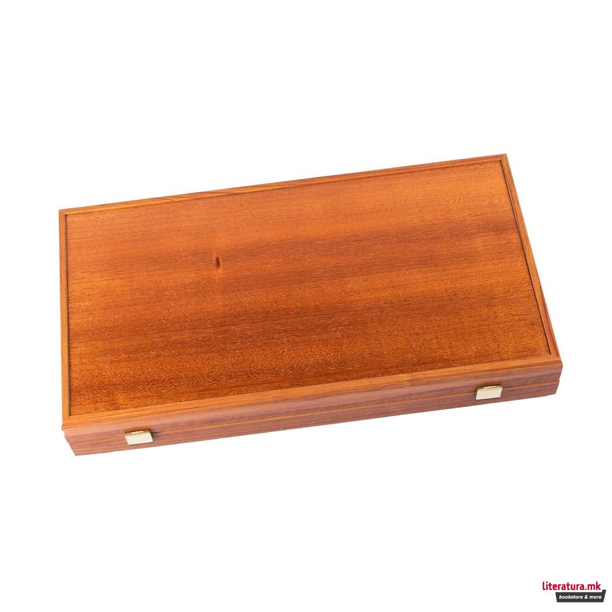 Сет за табла, Handcrafted Mahogany - Elegant Marquetry Design, голем 