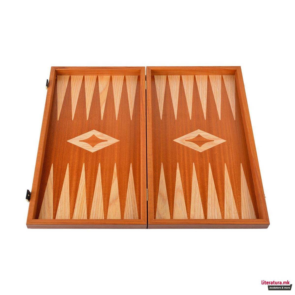 Сет за табла, Handcrafted Mahogany - Elegant Marquetry Design, голем 