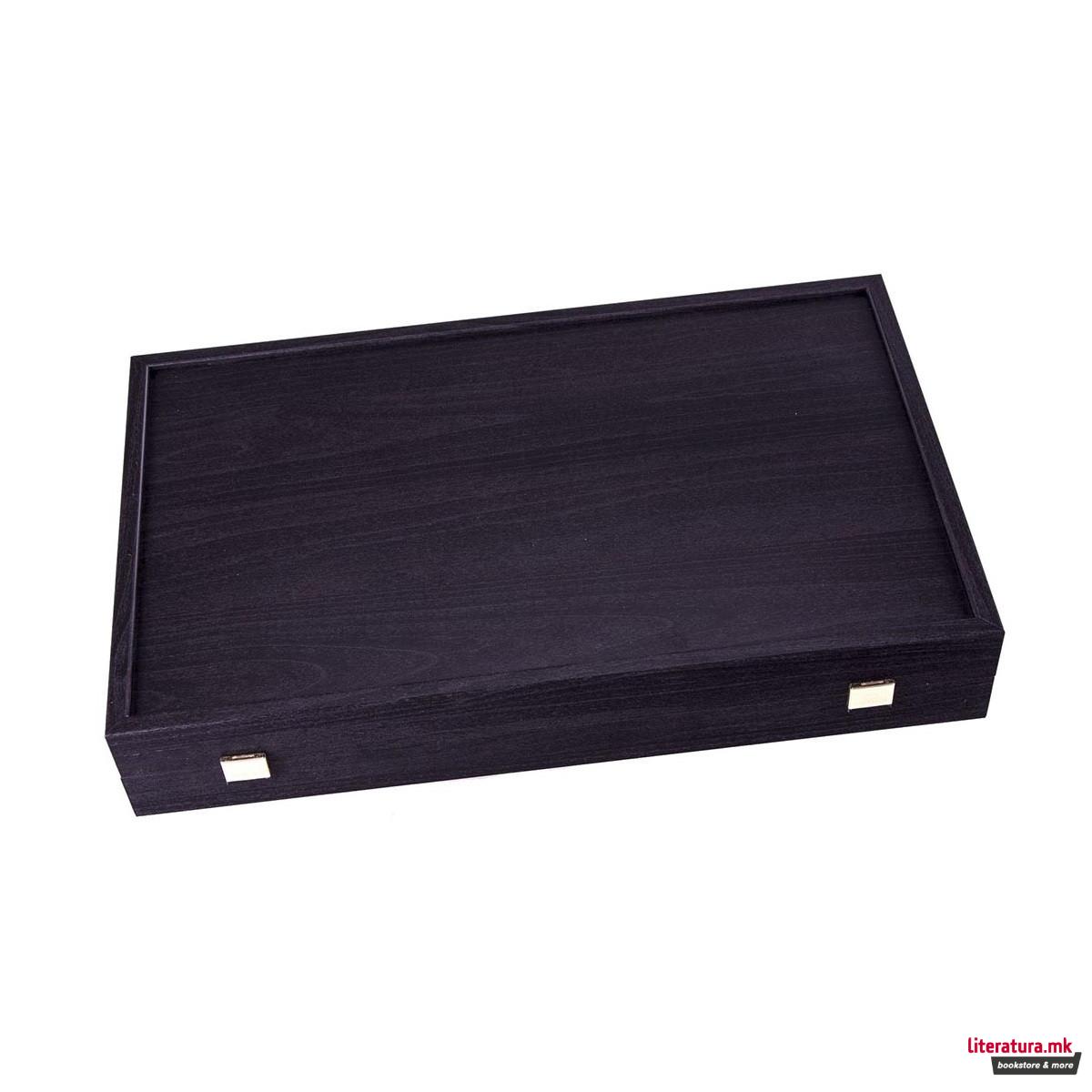 Сет за табла со лежиште за пулови, Wenge Replica Backgammon, мал 