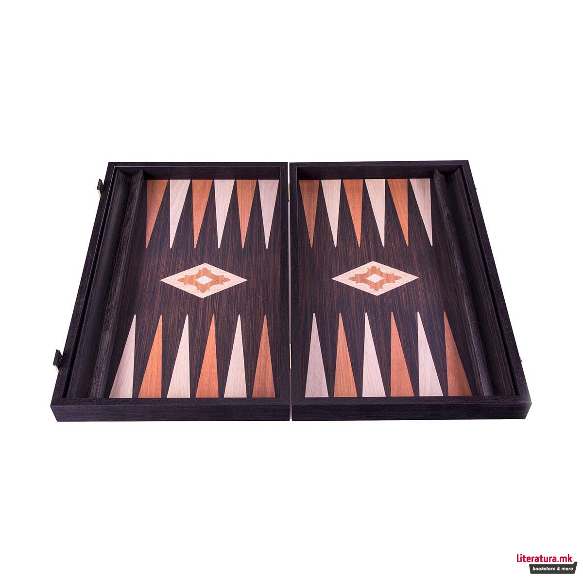 Сет за табла со лежиште за пулови, Wenge Replica Backgammon, мал 