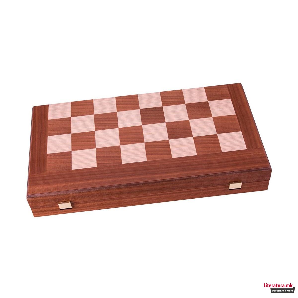 Сет за табла и шах, Mahogany Chess & Backgammon Board, голем 