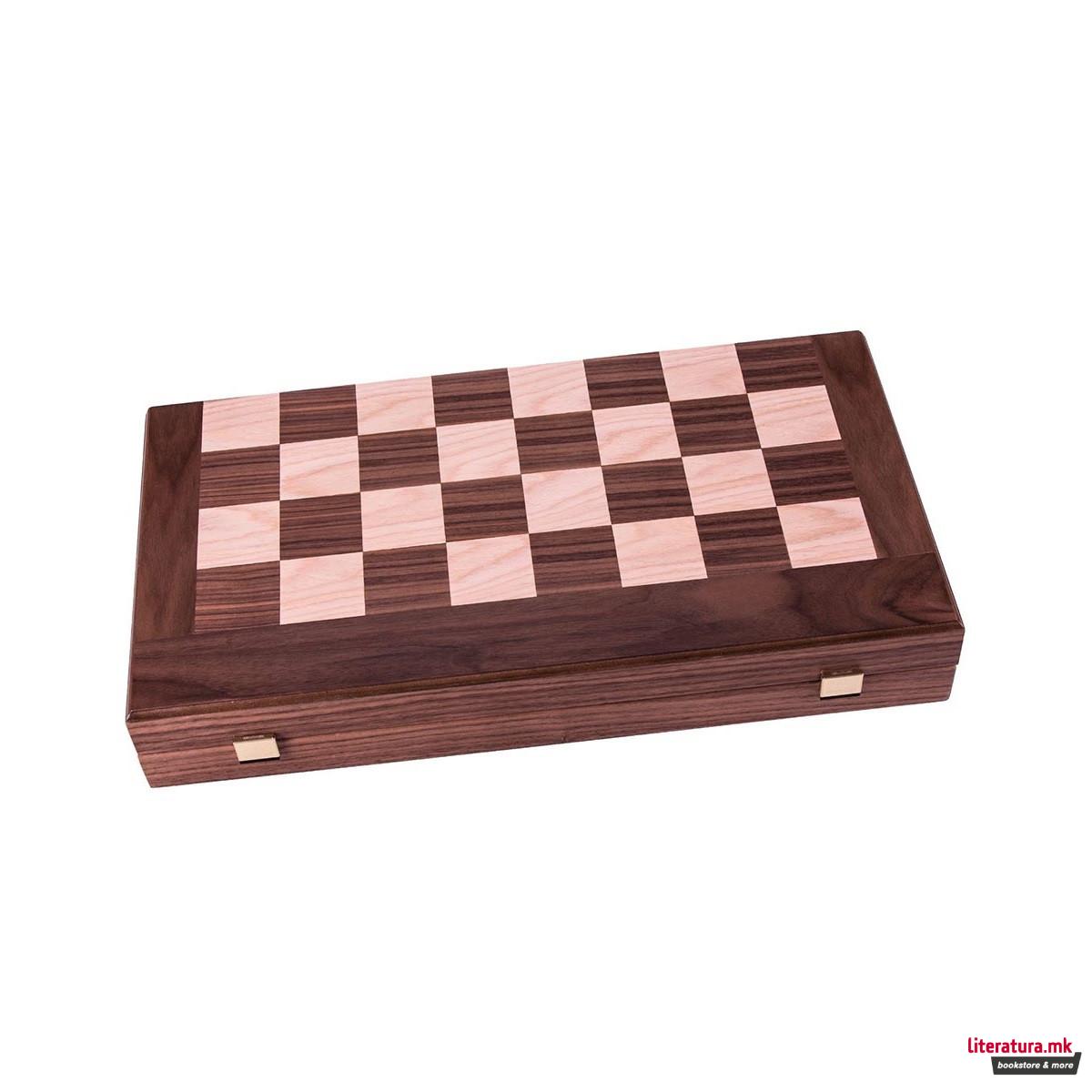 Сет за табла и шах, Walnut Chess & Backgammon board, мал