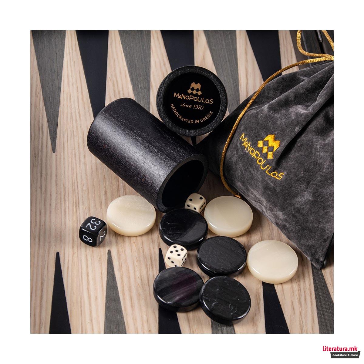 Сет за табла, Premium Handcrafted Grid Wood Illusion, голем 