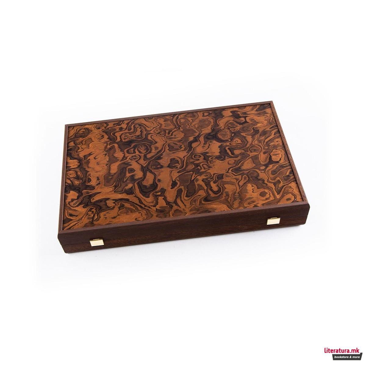 Сет за табла, Premium Handcrafted California Walnut Burl, голем 