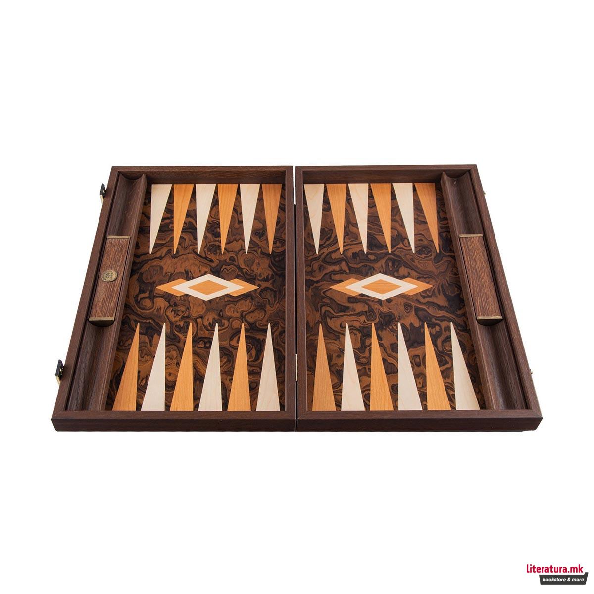 Сет за табла, Premium Handcrafted California Walnut Burl, голем 