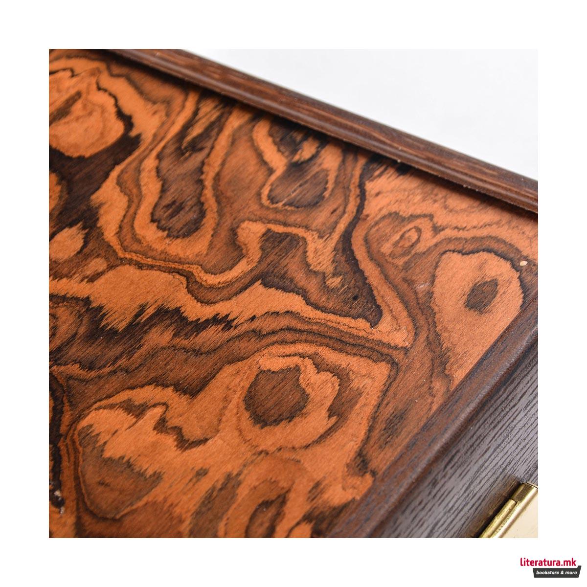 Сет за табла, Premium Handcrafted California Walnut Burl, голем 