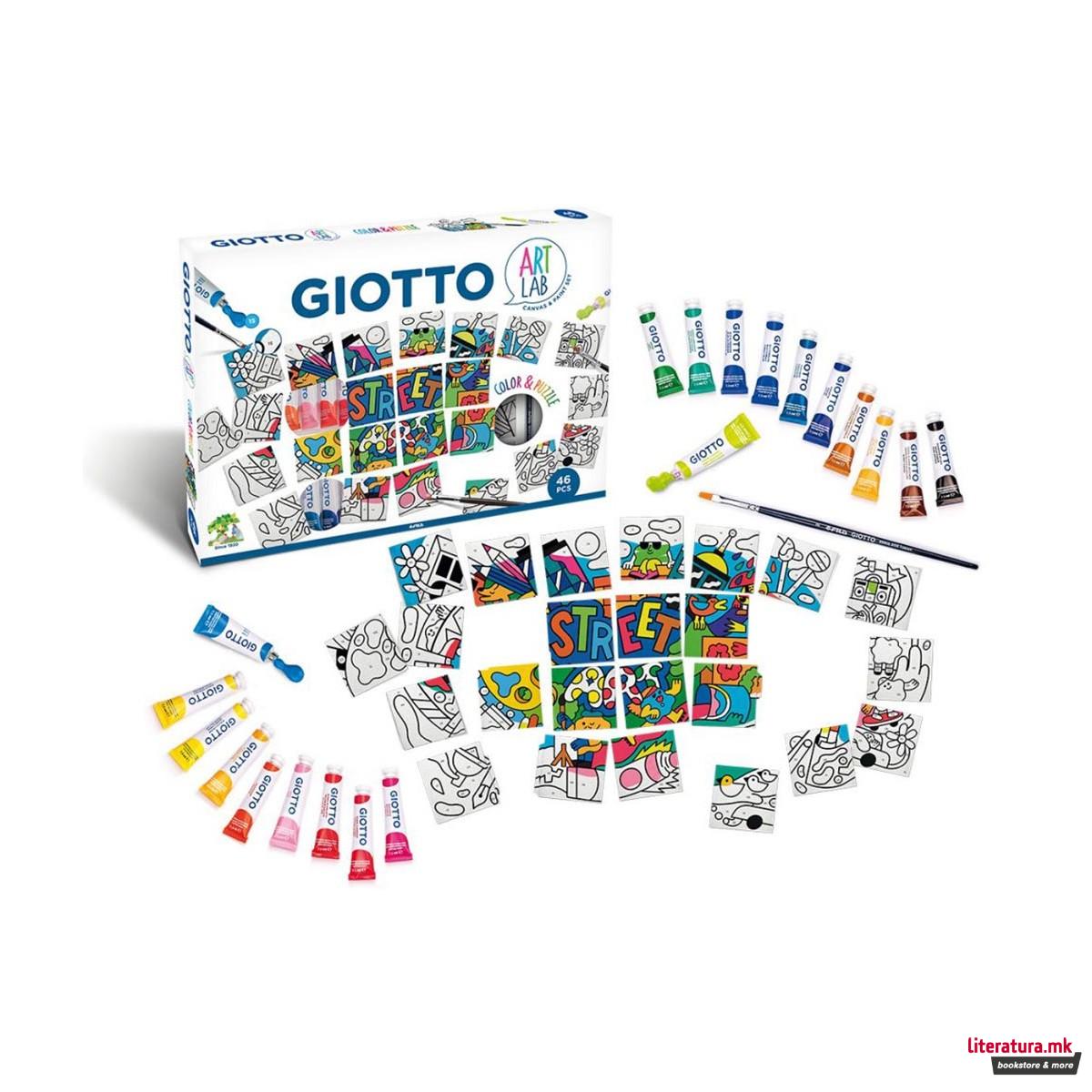 Сложувалка за боење + темперни бои, Giotto, Art Lab Colour & Puzzle 