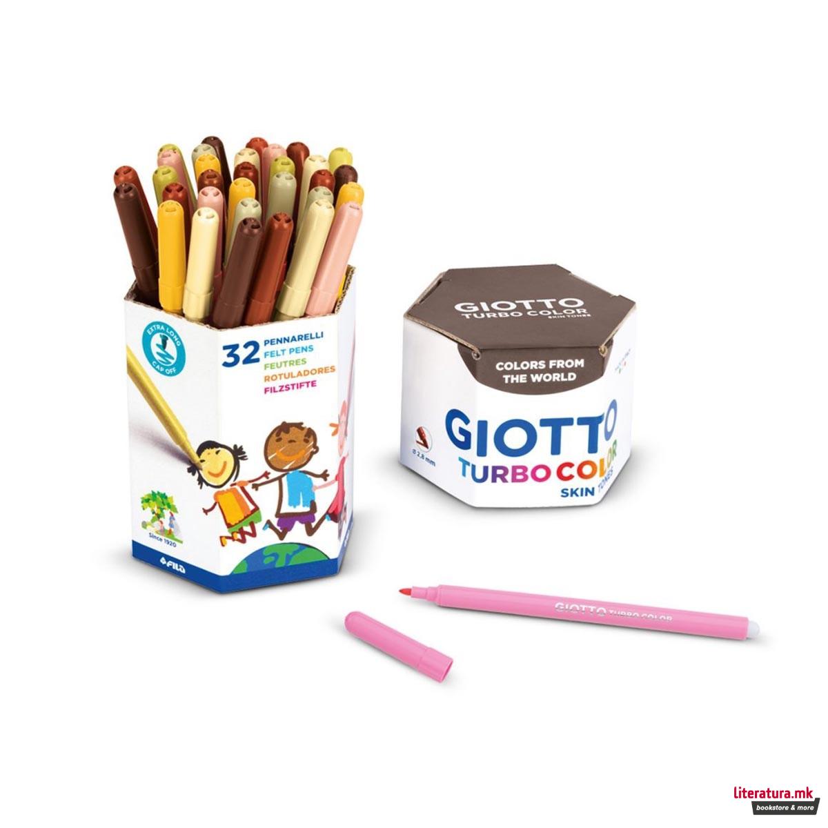 Фломастери, Giotto, Turbo Color Skin tones, 32 бои, Ø2.8 мм