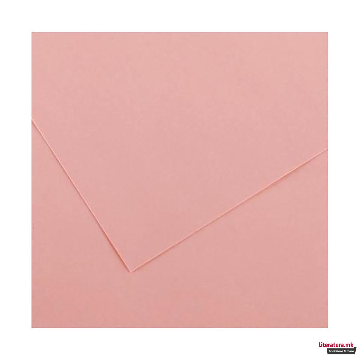 Хартија во боја, Canson, Colorline, 50 x 70 цм, 220 г/м² Rose Petal 10