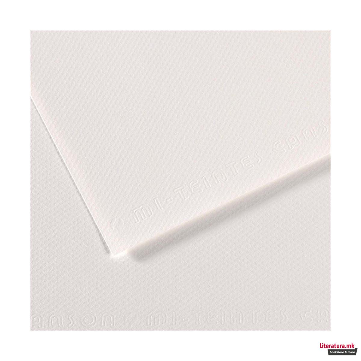 Хартија во боја, Canson, Mi-Teintes, 50 x 65 цм, 160 г/м², White 335