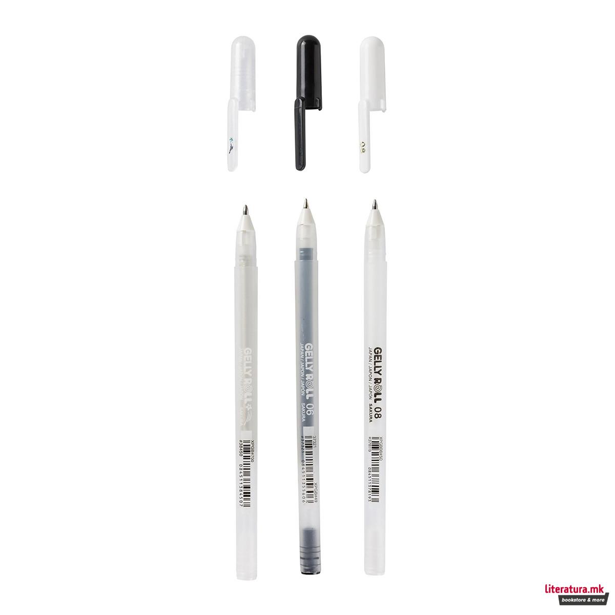 Сет ролери, Sakura, Gelly Roll Mixed Сет - Clear/Black/White, 1/3 