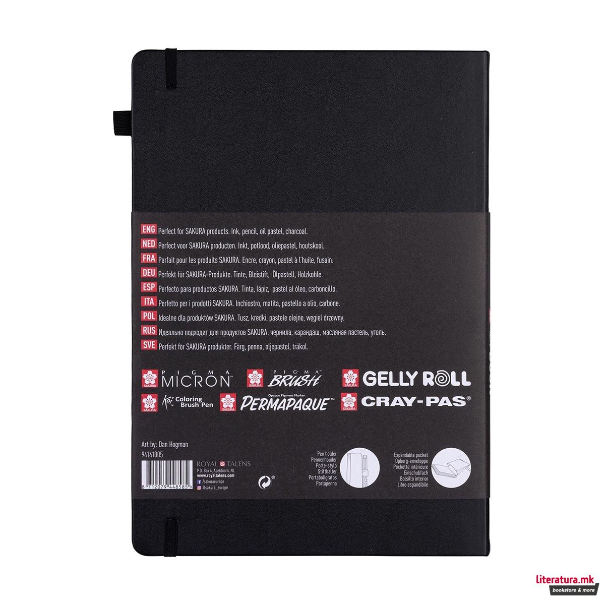 Скицник, Sakura, Sketch Book, 140g црнa хартија 