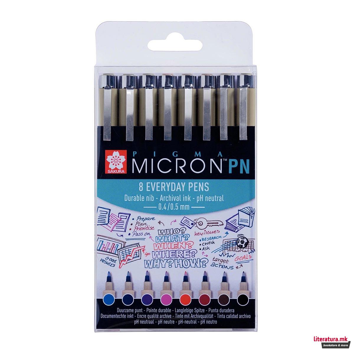 Сет фајнлајнери, Sakura, Pigma Micron PN set, 8 бои 