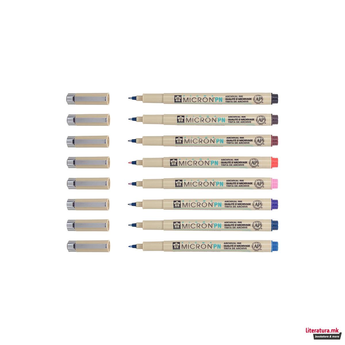 Сет фајнлајнери, Sakura, Pigma Micron PN set, 8 бои 