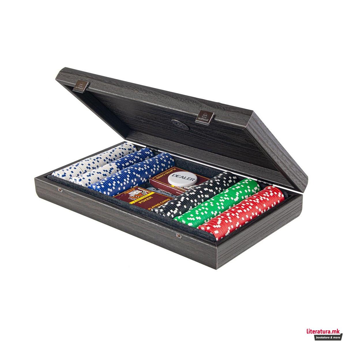 Сет за покер, Luxury Black Wood w/ Black Leatherette
