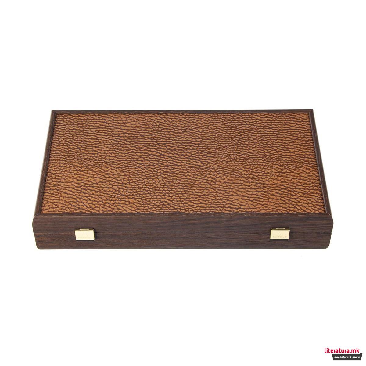 Сет за покер, Luxury Dark Walnut w/ Brown Leatherette Top 