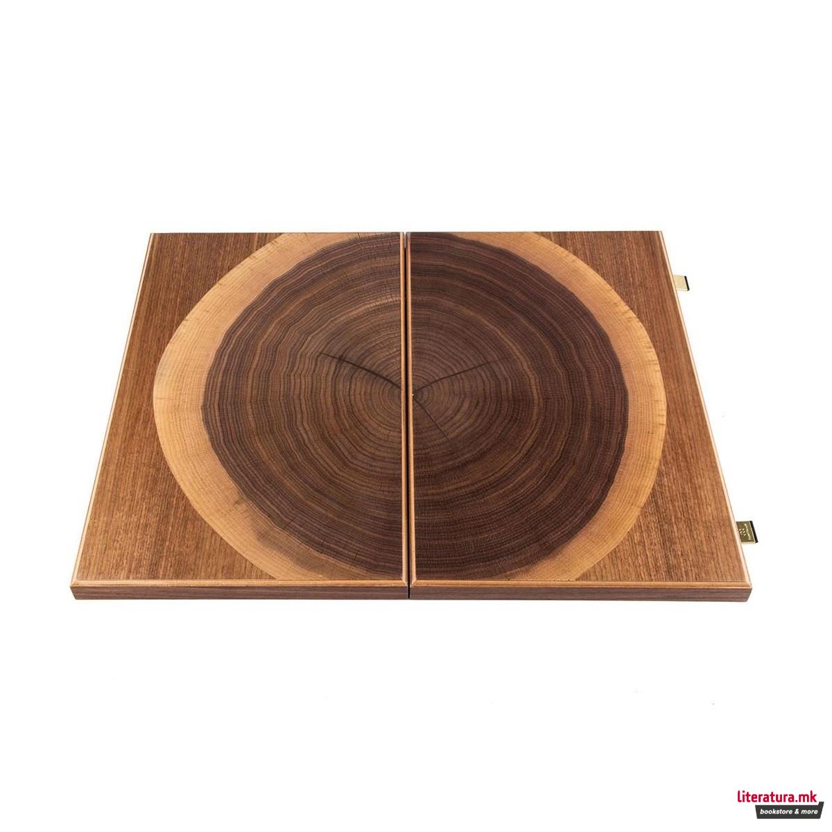 Сет за табла, Premium Handcrafted Walnut Natural Tree Trunk, голем 