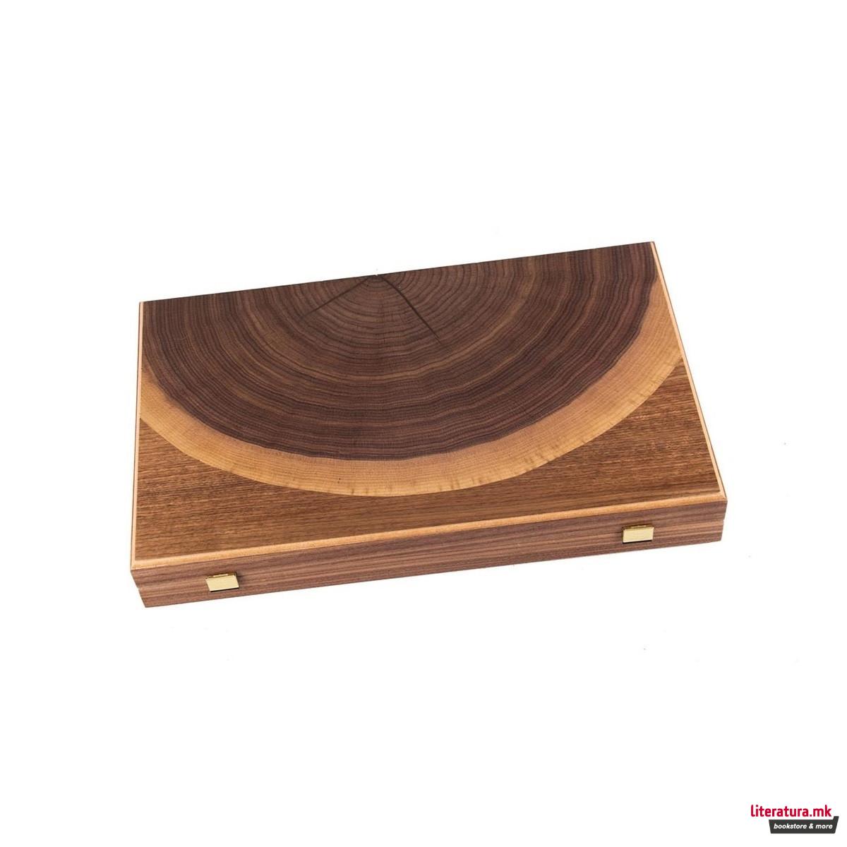 Сет за табла, Premium Handcrafted Walnut Natural Tree Trunk, голем 