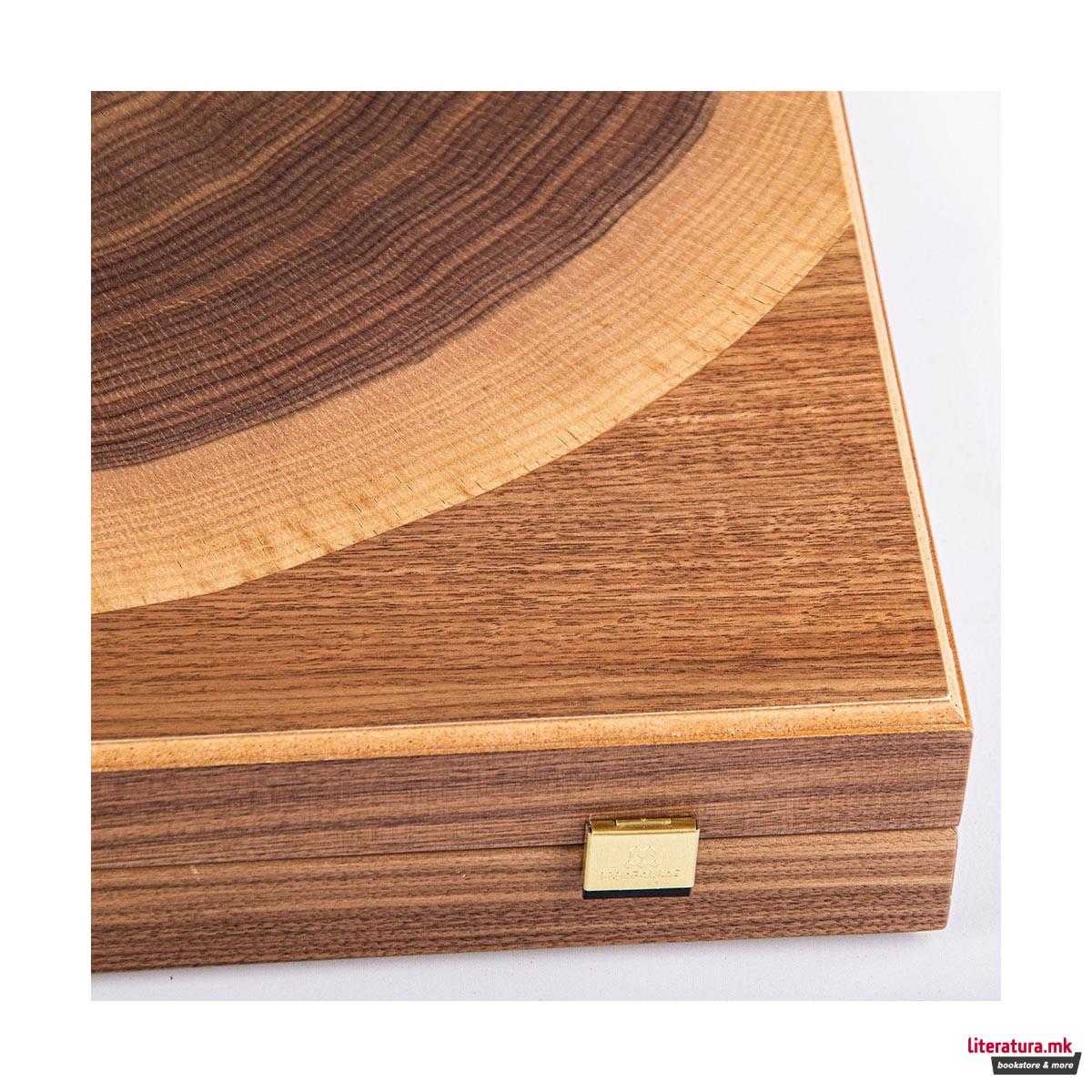 Сет за табла, Premium Handcrafted Walnut Natural Tree Trunk, голем 