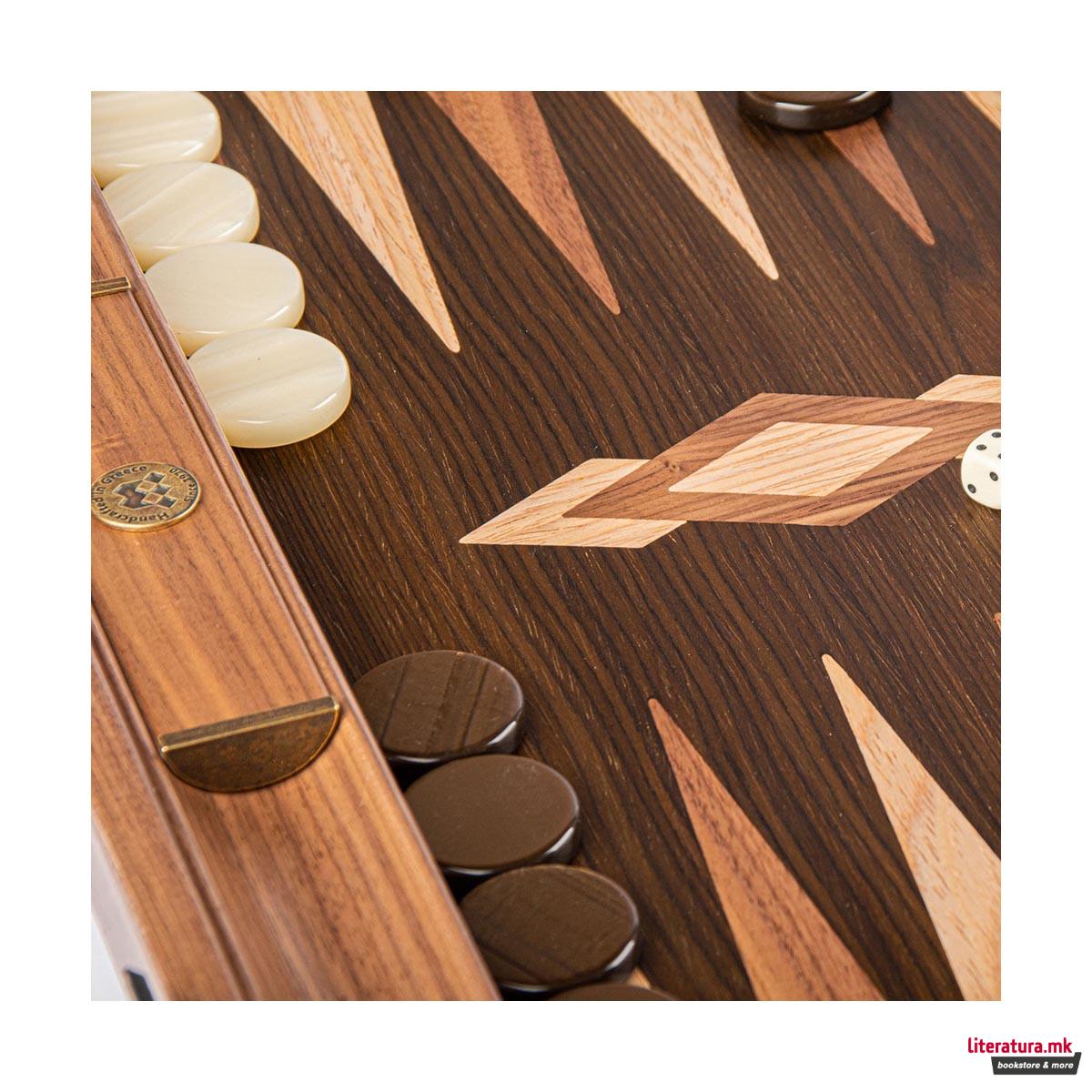 Сет за табла, Premium Handcrafted Walnut Natural Tree Trunk, голем 