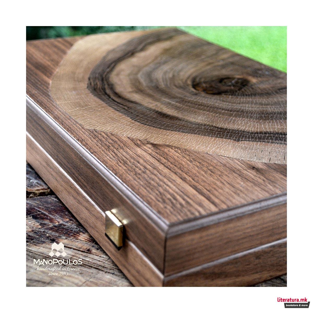 Сет за табла, Premium Handcrafted Walnut Natural Tree Trunk, голем 