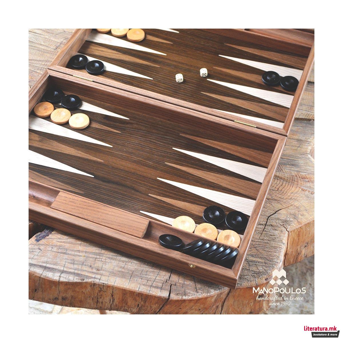 Сет за табла, Premium Handcrafted Walnut Natural Tree Trunk, голем 