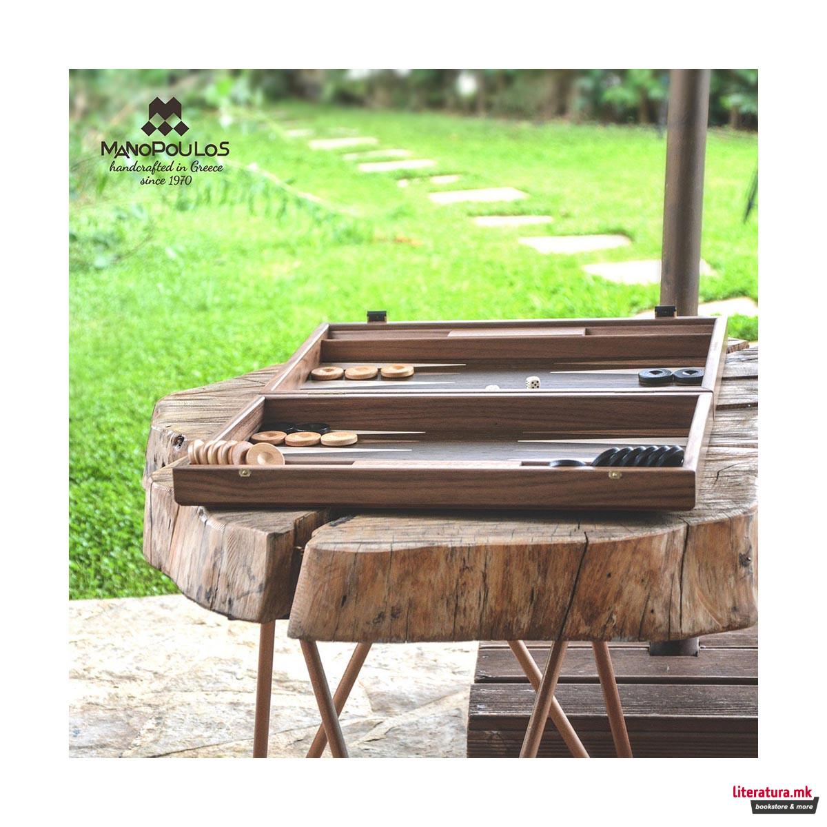 Сет за табла, Premium Handcrafted Walnut Natural Tree Trunk, голем 