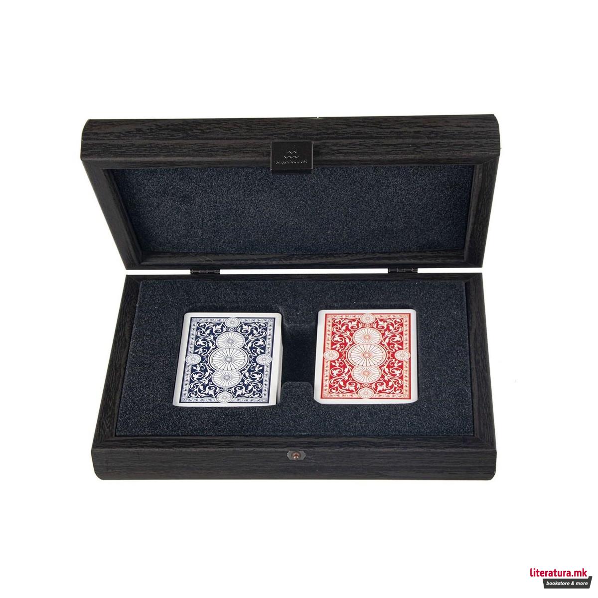 Карти за играње во кутија, Luxury Dark Grey Leatherette 