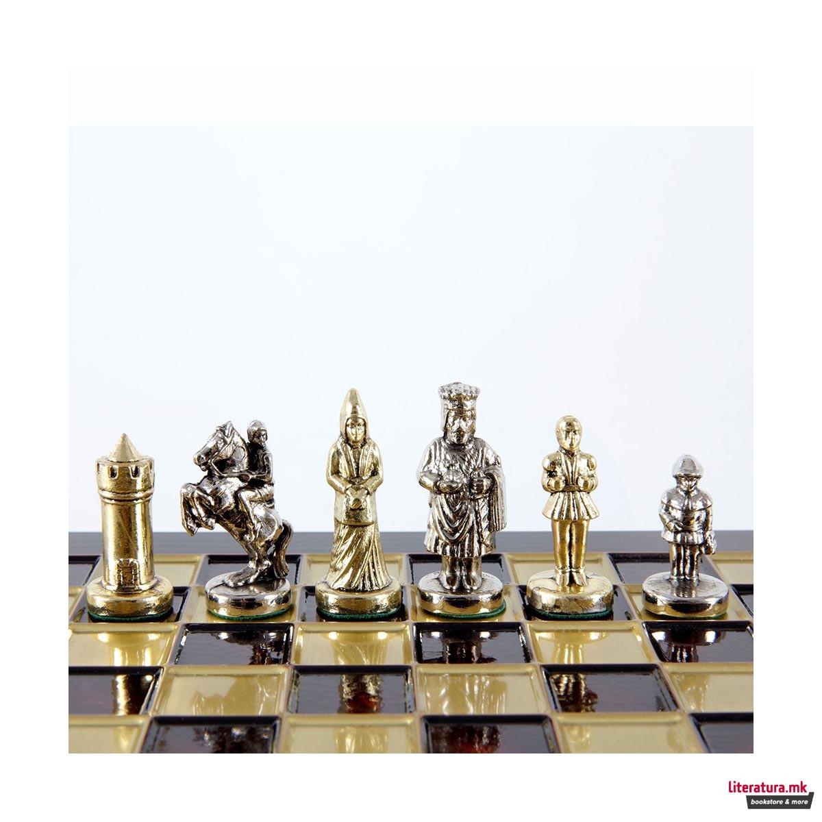 Сет за шах, Byzantine Metal Chess, екстра мал, црвен 