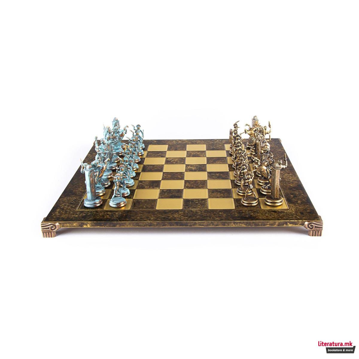 Сет за шах, Greek Mythology Chess Set, екстра голем, кафеав 