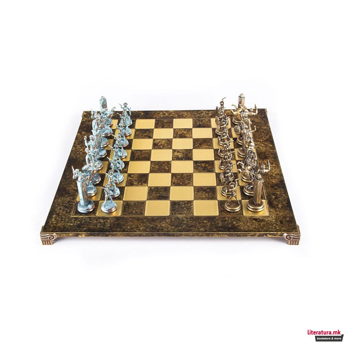 Сет за шах, Greek Mythology Chess Set, екстра голем, кафеав 