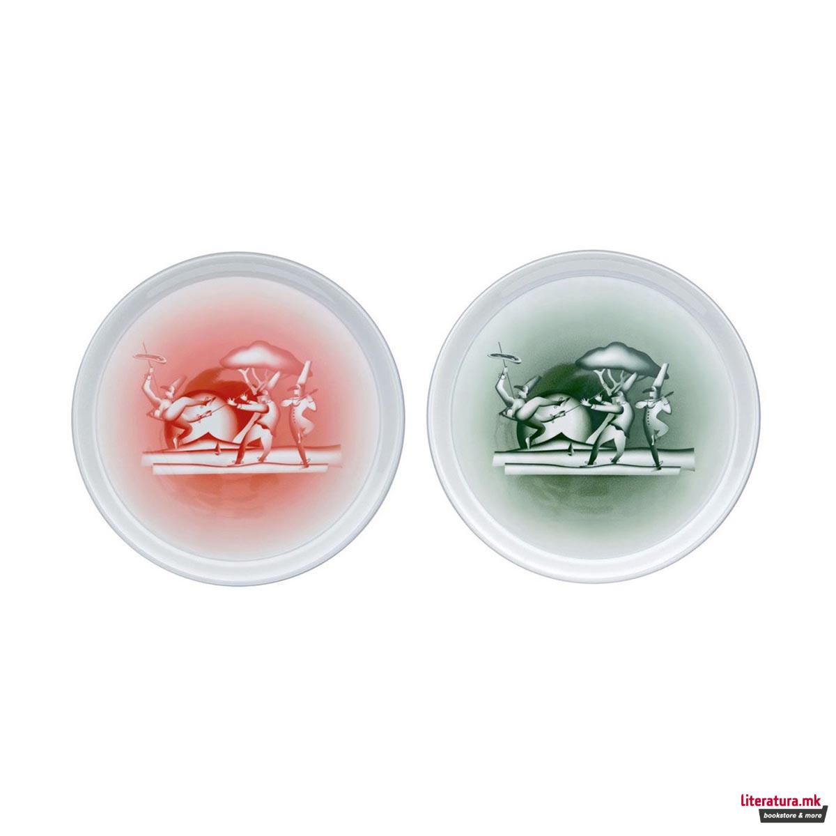 Сет од 2 чинии за пица, VivaNapoli, црвена/зелена 