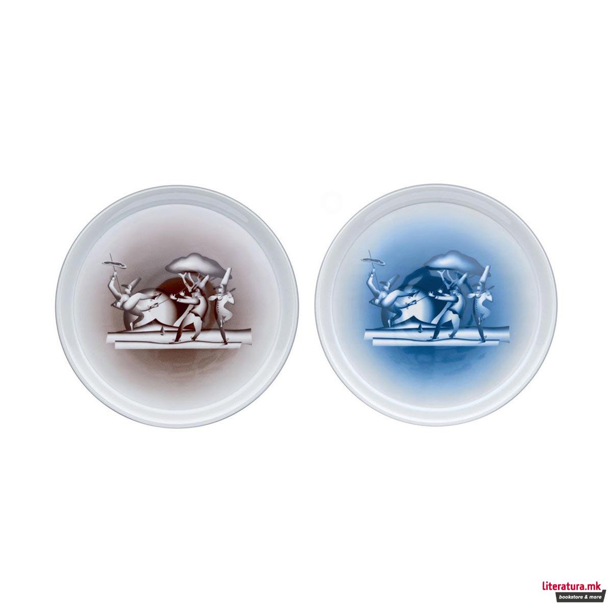 Сет од 2 чинии за пица, VivaNapoli, сина/кафеава 