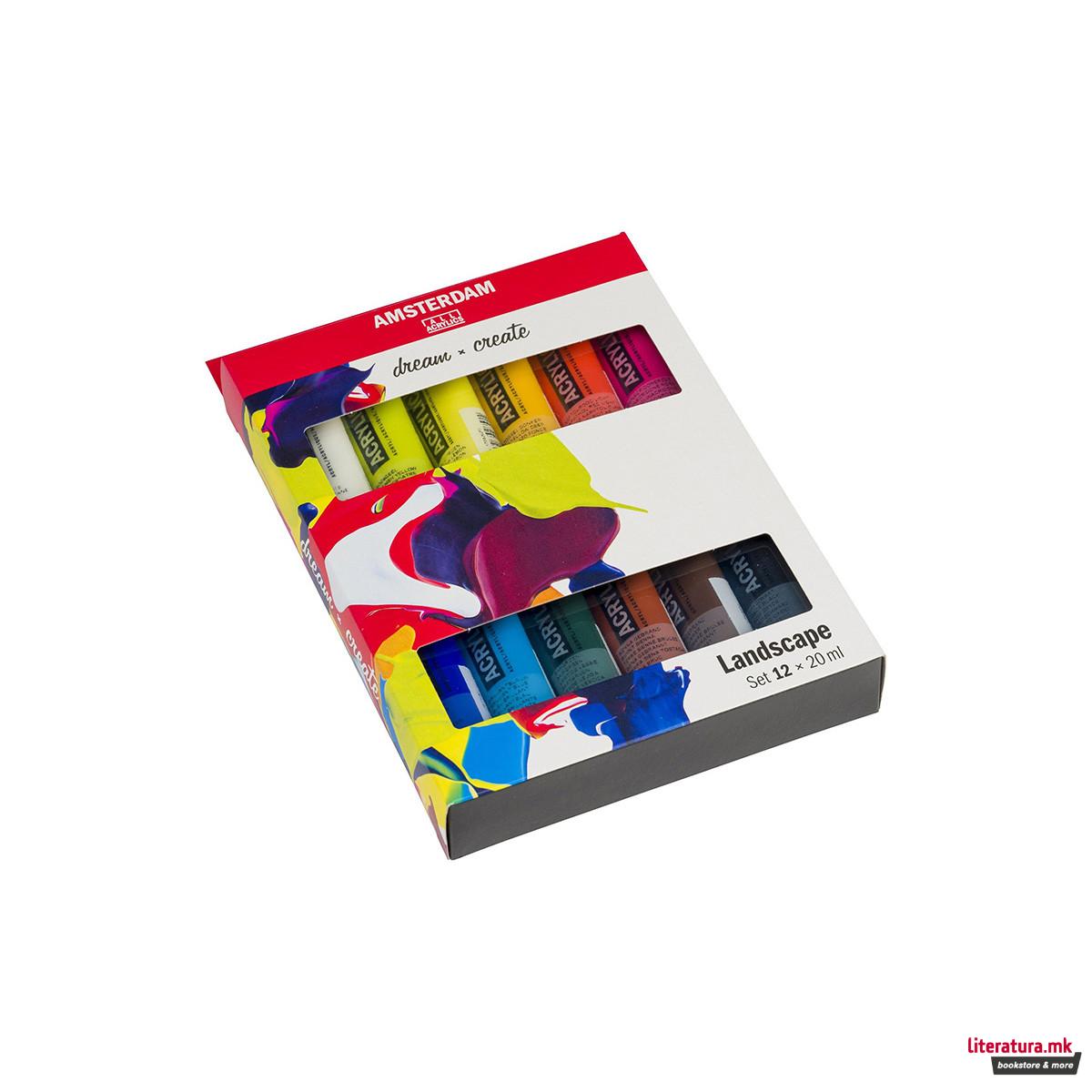 Сет акрилни бои - пејсажни, Amsterdam, All Acrylics - Standard Series landscape set, 12 x 20мл 