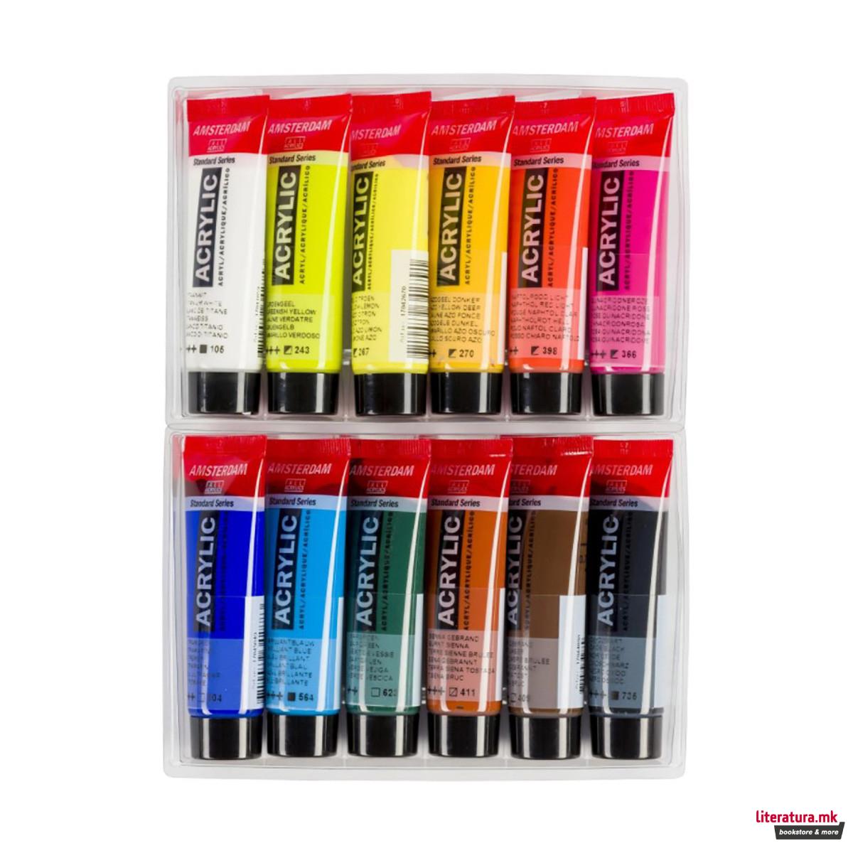 Сет акрилни бои - пејсажни, Amsterdam, All Acrylics - Standard Series landscape set, 12 x 20мл 