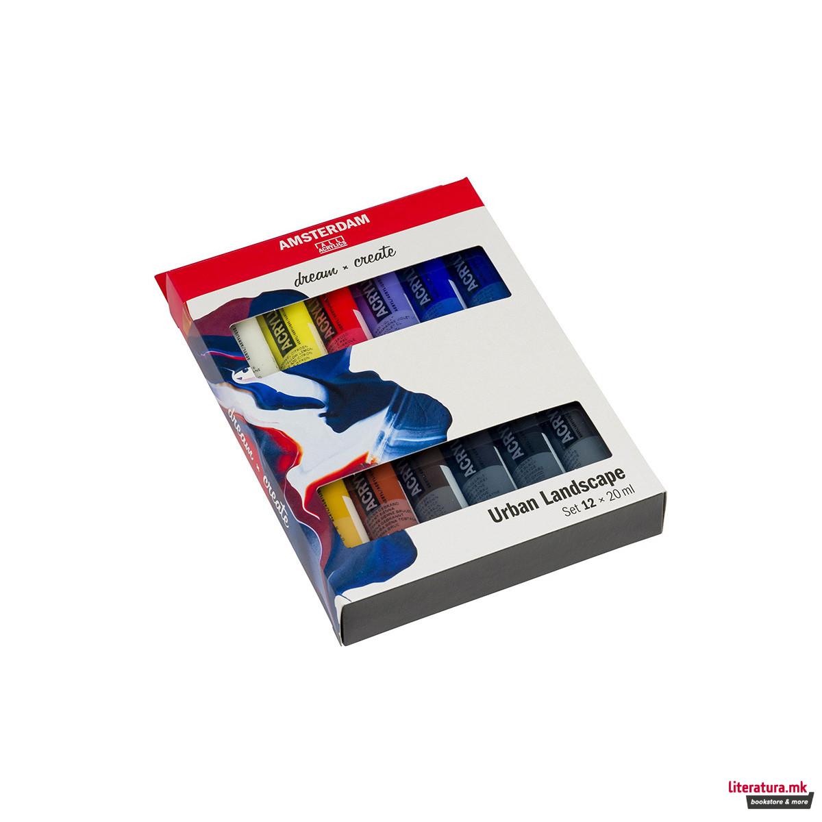 Сет акрилни бои - урбани, Amsterdam, All Acrylics - Standard Series urban landscape set, 12 x 20мл 