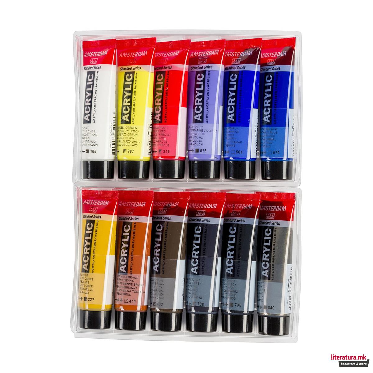 Сет акрилни бои - урбани, Amsterdam, All Acrylics - Standard Series urban landscape set, 12 x 20мл 