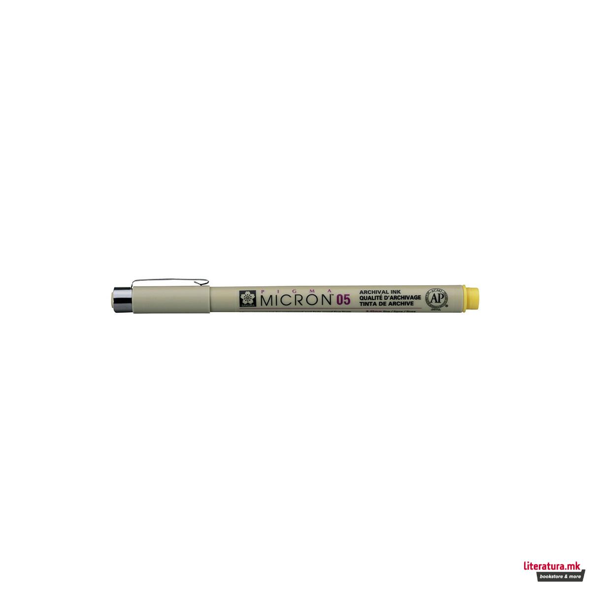 Фајнлајнер, Sakura, Pigma Micron 05, 0.45 мм, жолт 