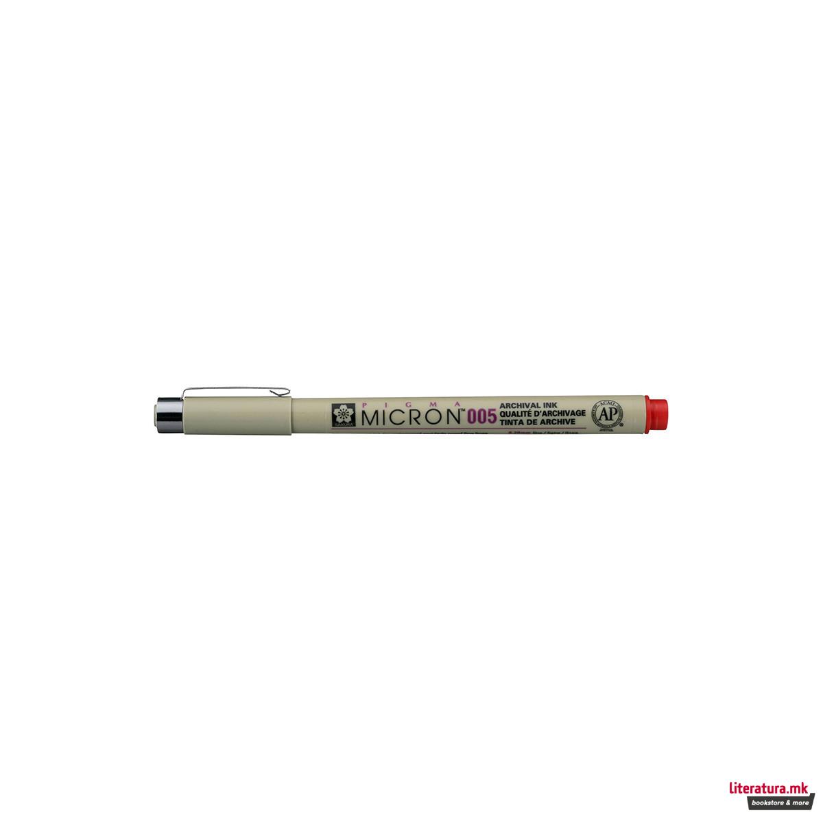 Фајнлајнер, Sakura, Pigma Micron 005, 0.2 мм, црвен 