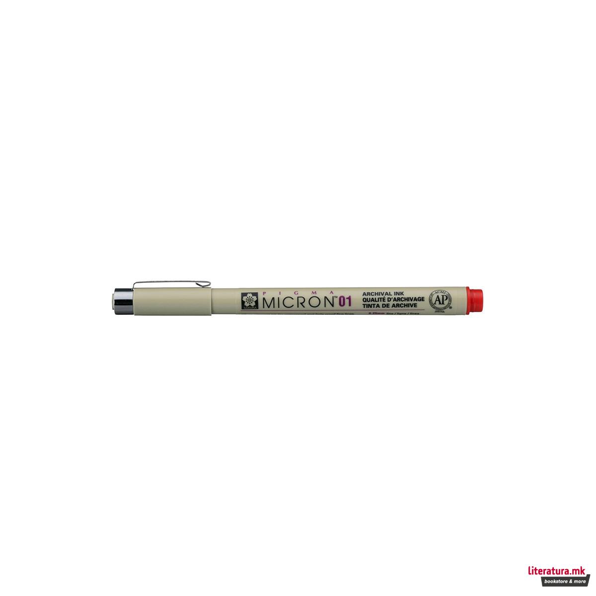 Фајнлајнер, Sakura, Pigma Micron 01, 0.25 мм, црвен 