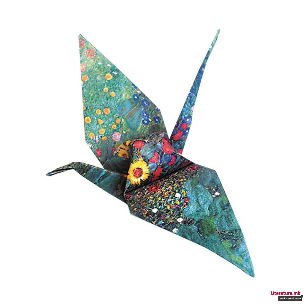 Уметничко оригами - Жерави, Gustav Klimt - Cranes, 15 x 15 цм 