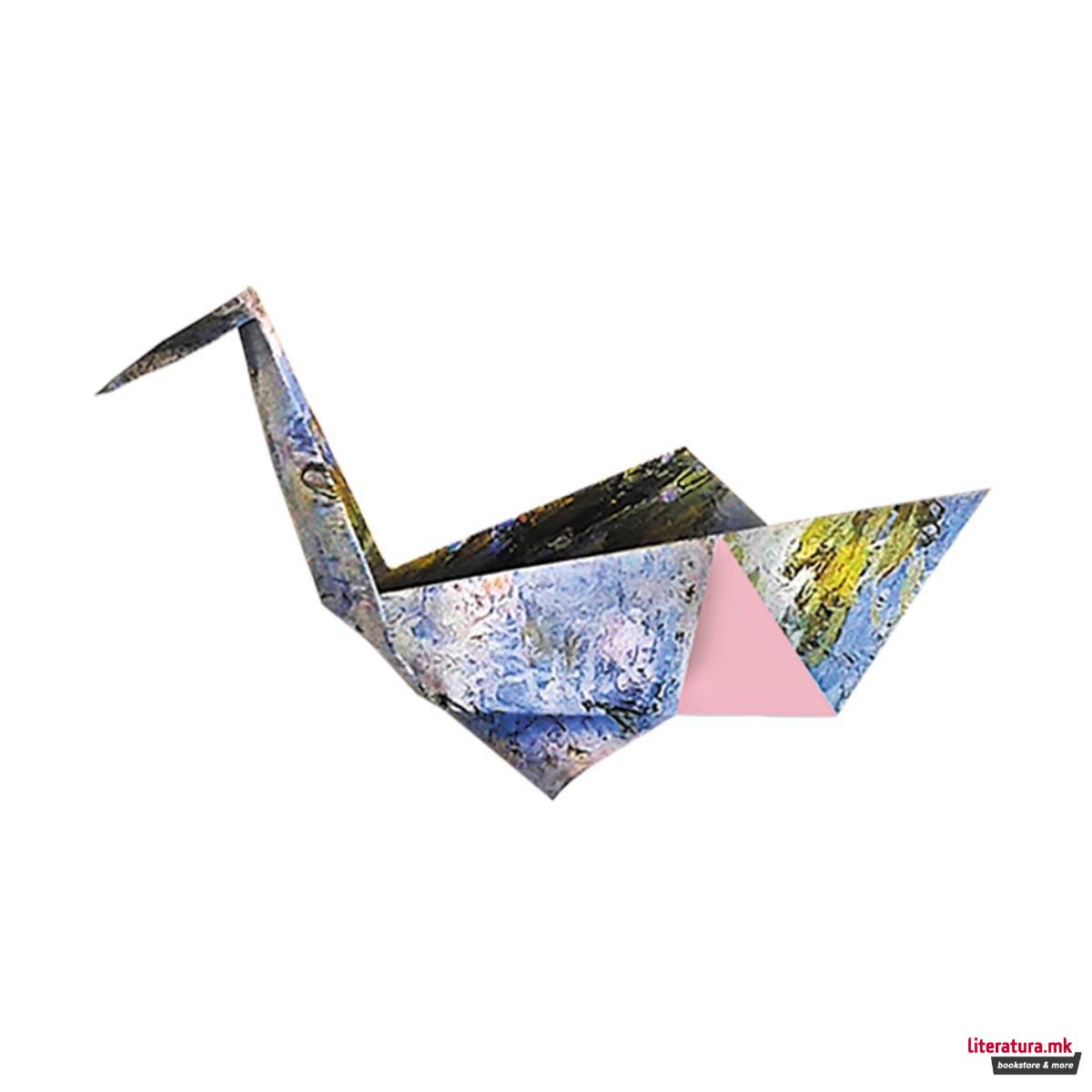 Уметничко оригами - Лебеди, Claude Monet - Swans, 15 x 15 цм 