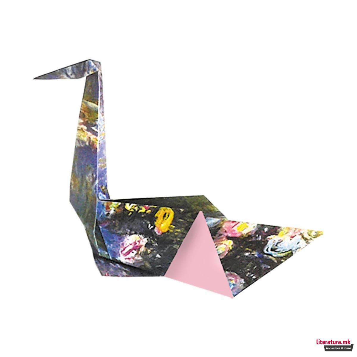 Уметничко оригами - Лебеди, Claude Monet - Swans, 15 x 15 цм 