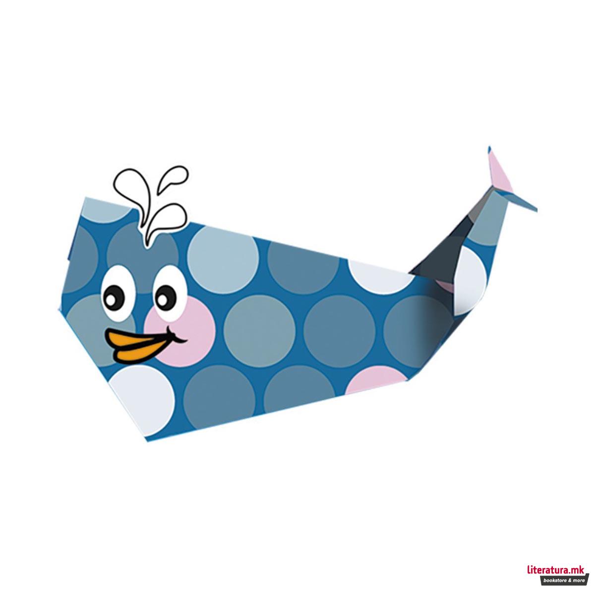 Детско оригами - Китови, 15 x 15 цм 