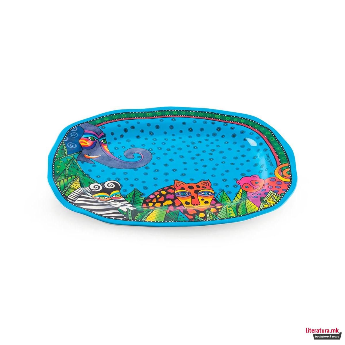 Послужавник, Laurel Burch - Jungle, овален, син 