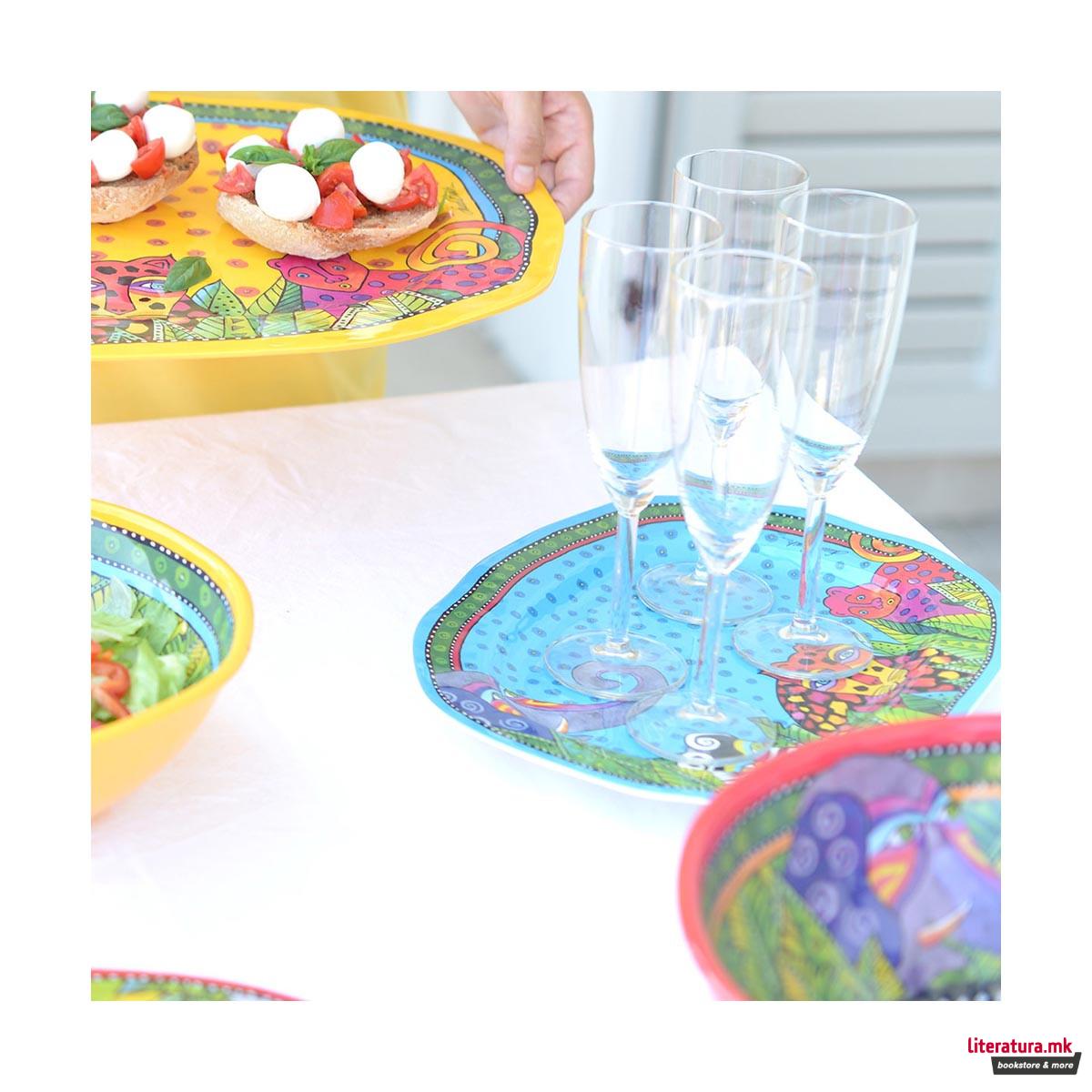 Послужавник, Laurel Burch - Jungle, овален, син 