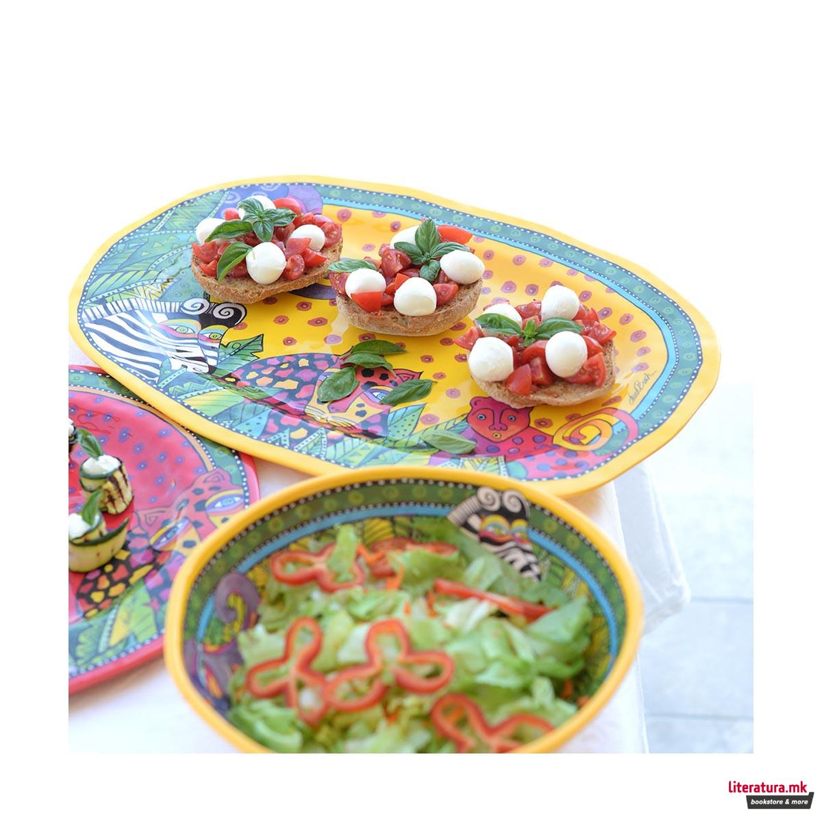 Послужавник, Laurel Burch - Jungle, ovalen, жолт 