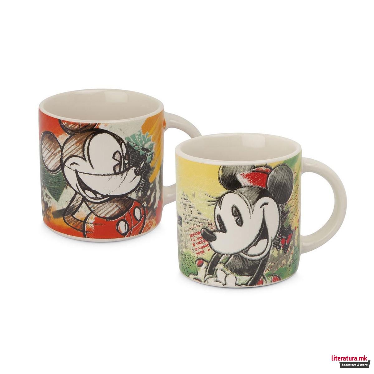 Сет од 2 шолјички, Mickey & Minnie Color Fun, зелена/црвена 