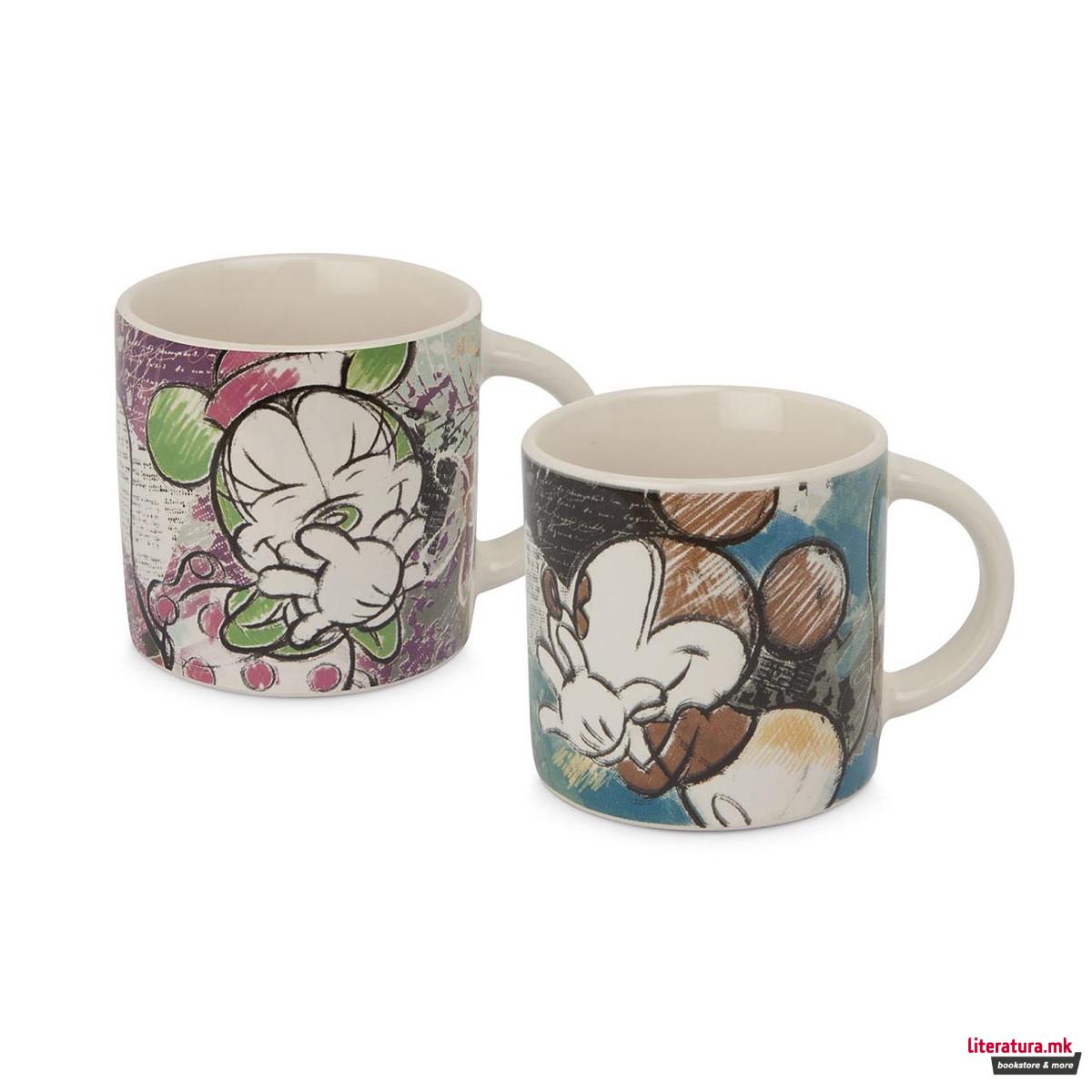 Сет од 2 шолјички, Mickey & Minnie Color Fun, тиркизна/виолетова 