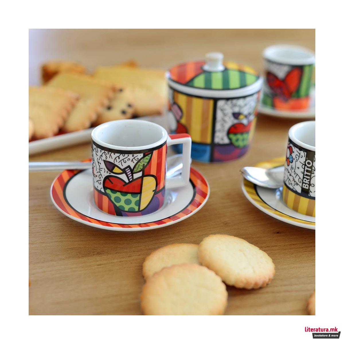 Сет од 2 шолји за еспресо со тацни, Britto - Apple 